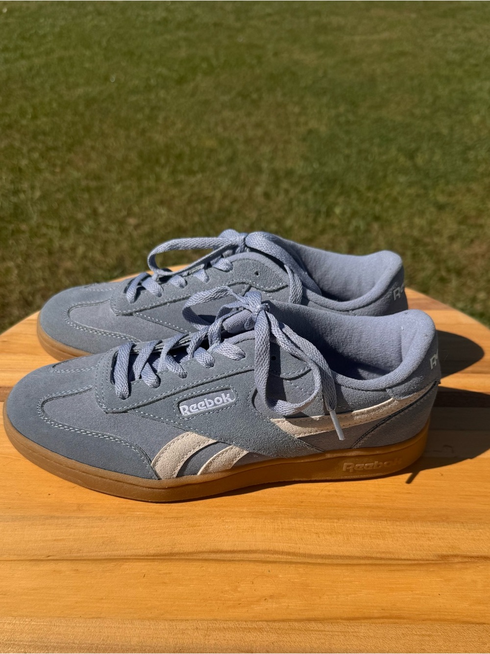 Ladies Reebok Classic Light Blue Suede Sneakers
